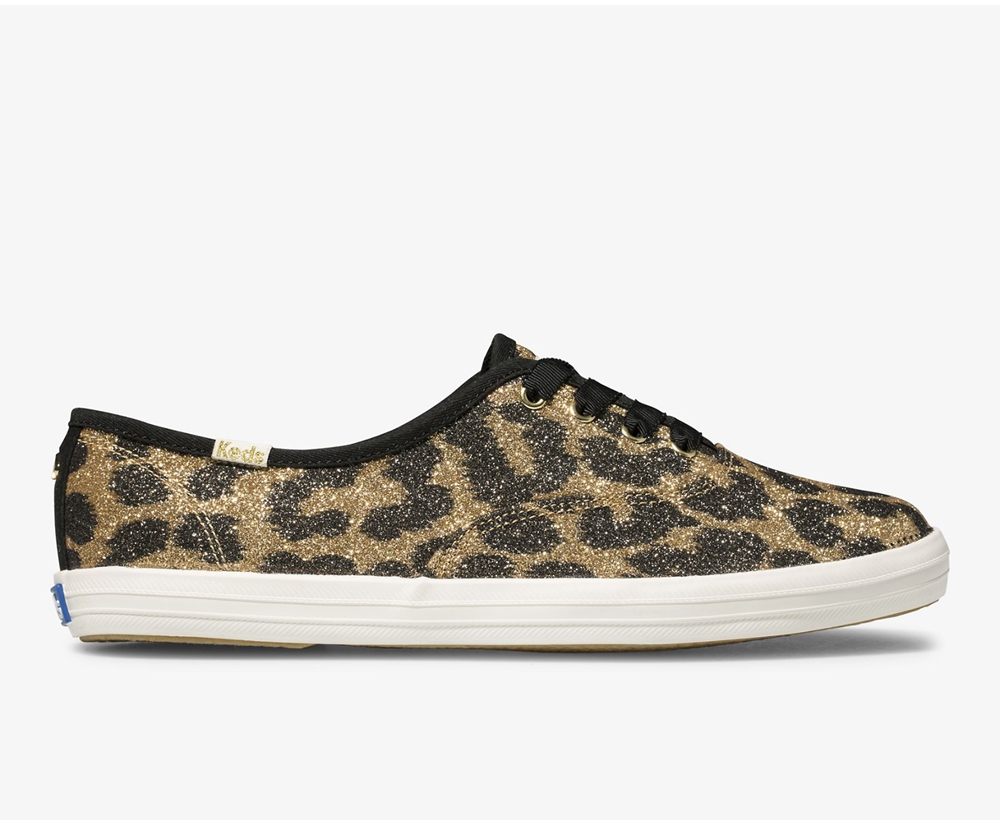 Basket Keds Femme Marron - Kate Spade New York Champion Glitter Leopard - 180-EOLCGP